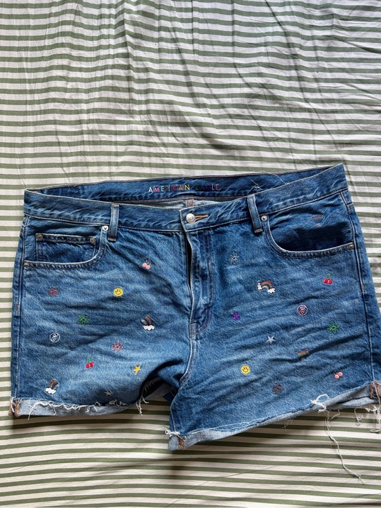 American Eagle Outfitters Pants - American Eagle Outfitters Blue Denim Shorts with Multicolor Embroidery